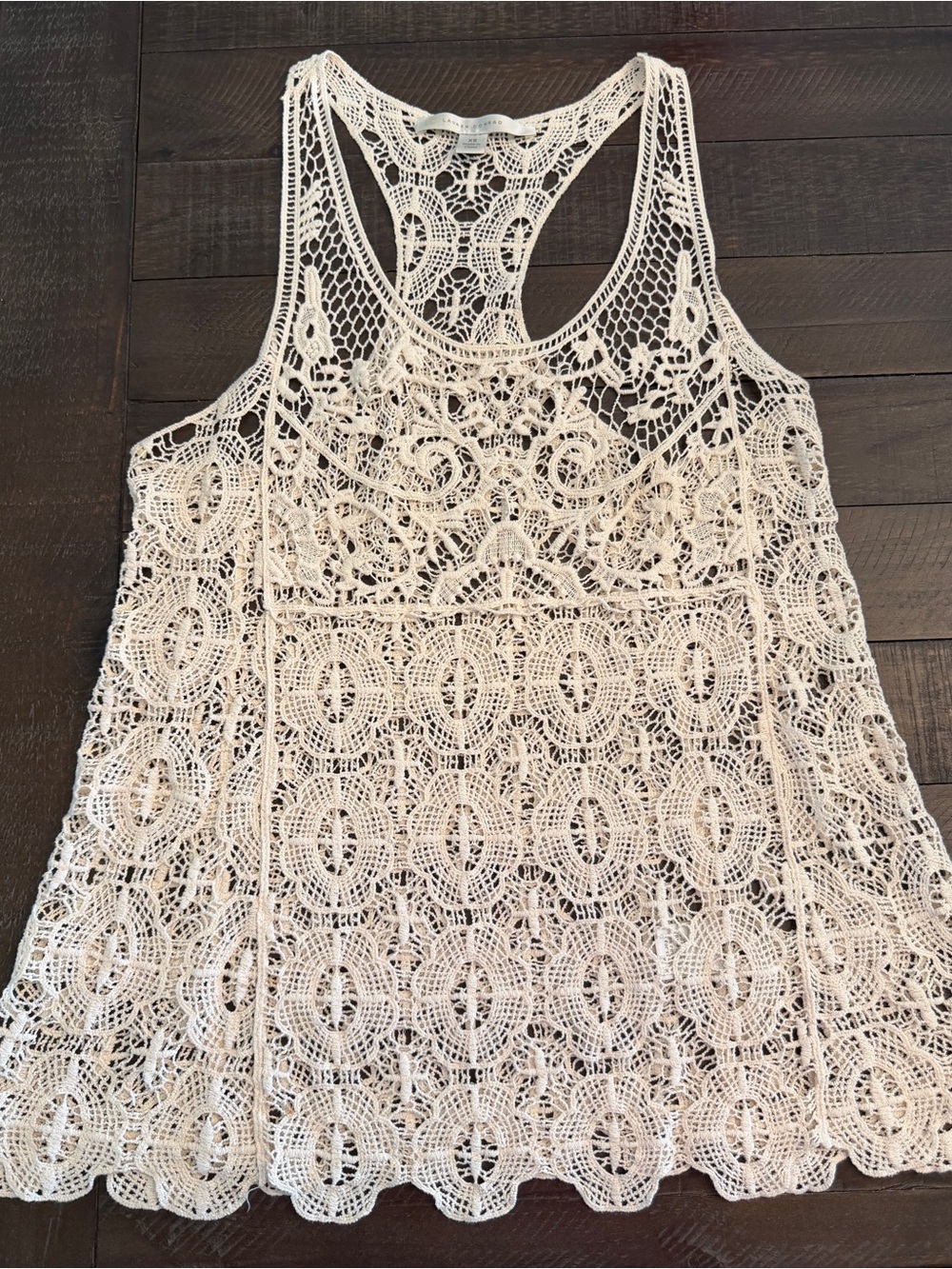 LC Lauren Conrad Cream Crochet Racerback Tank